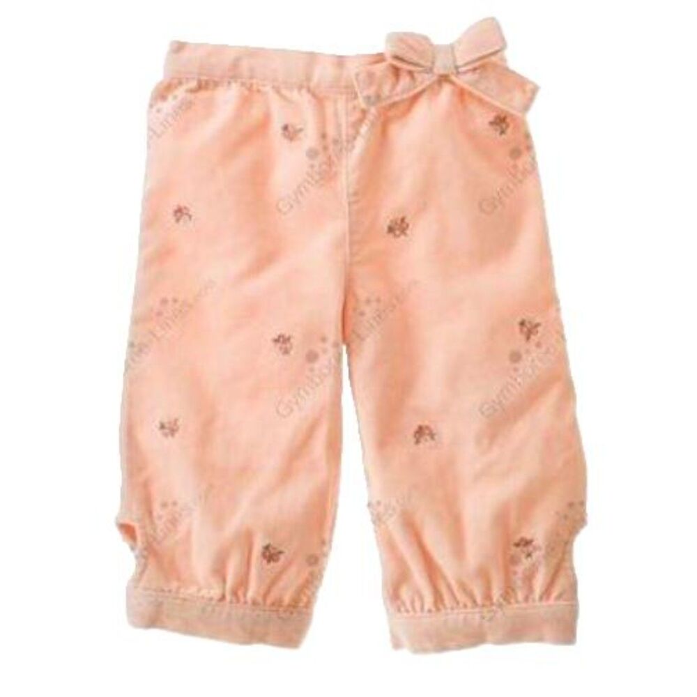 NEW Gymboree Baby Girls 6-9-12 Dress Pants peach velvet embroider flower Holiday